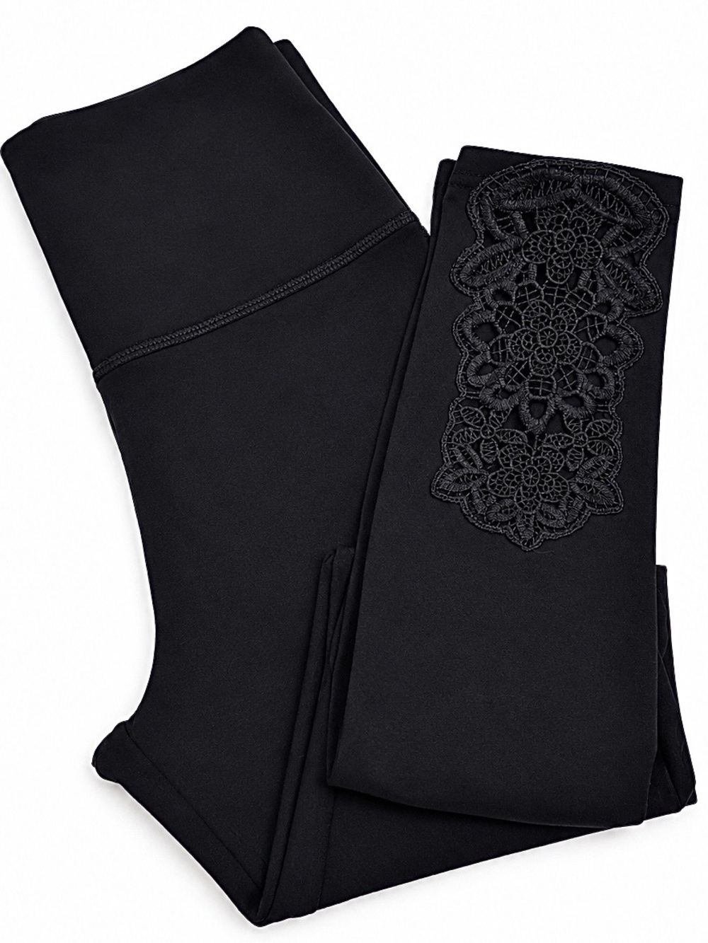 Womens American Eagle Aerie AE Lace Cutout High Waisted Leggings Black Small NEW